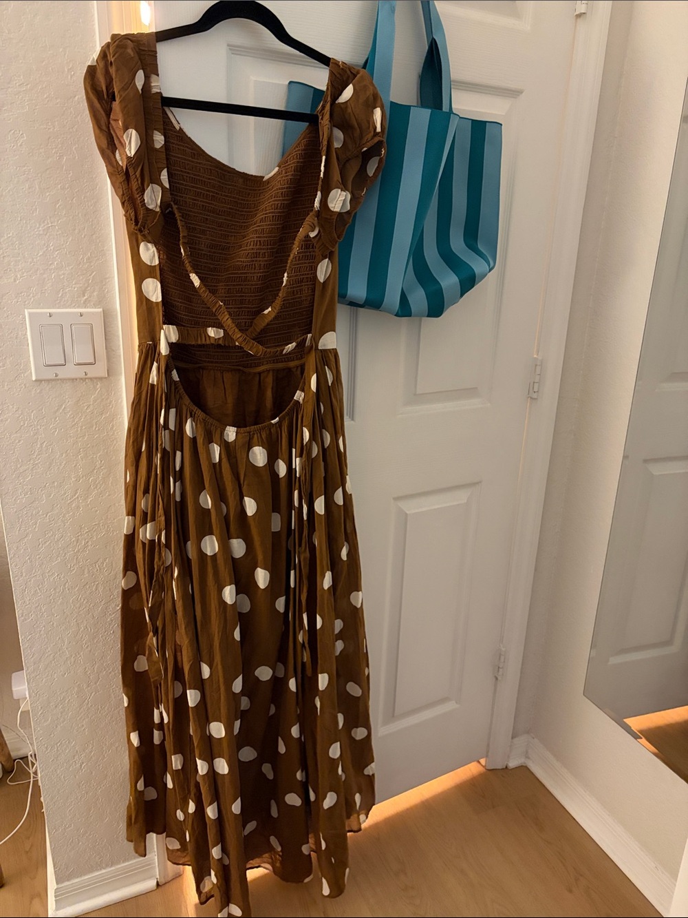 NWOT Free People Brown Polka Dot Maxi Dress